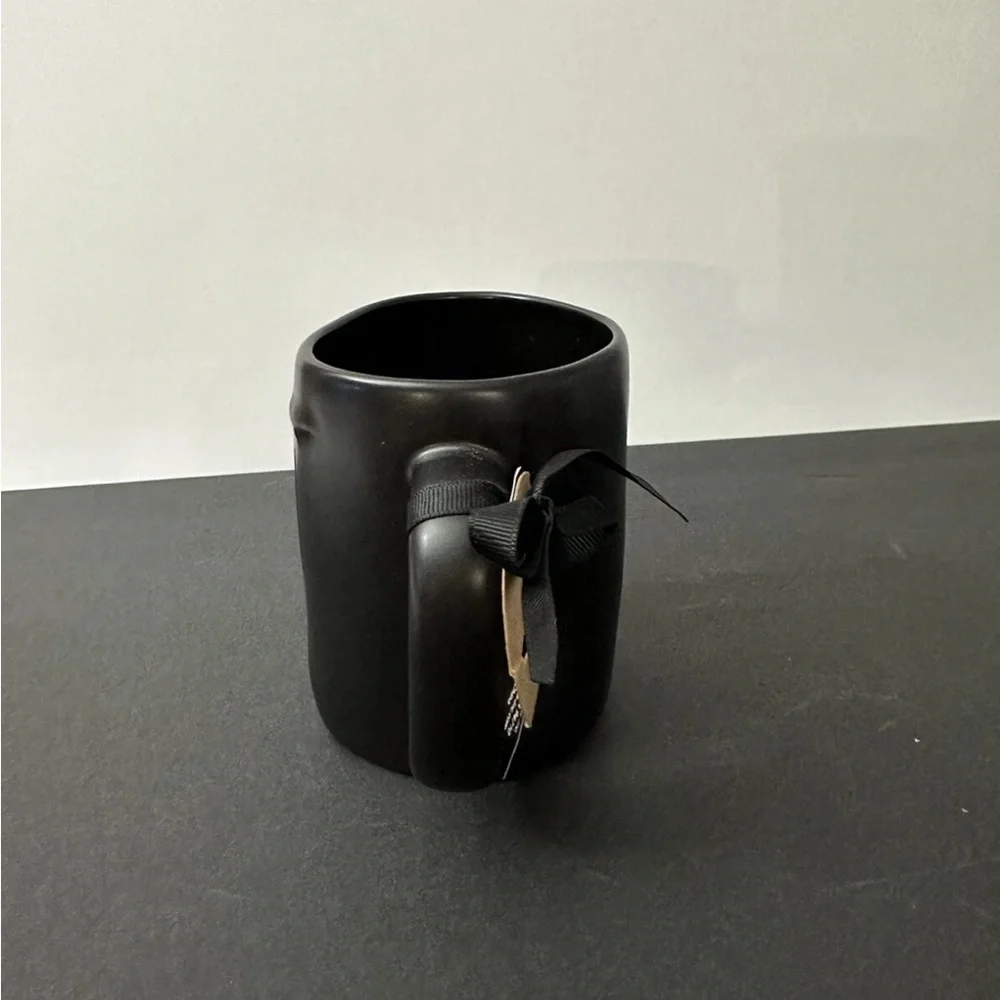 Rae Dunn EEK! Black Halloween Mug With Bat Detail New